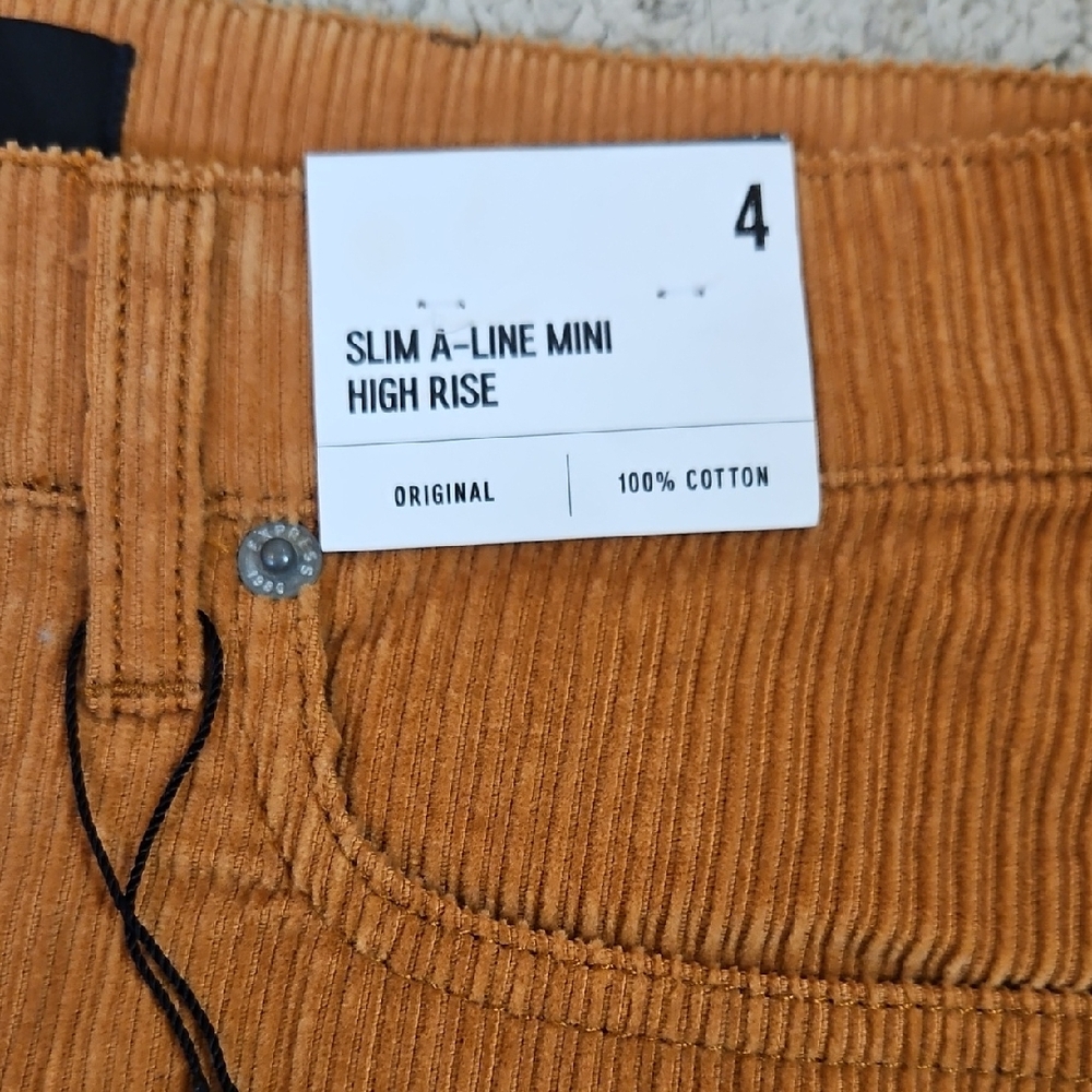 Express Corduroy Tan Slim A-line Mini High Rise Skirt Size 4 NWT - Picture 4 of 7